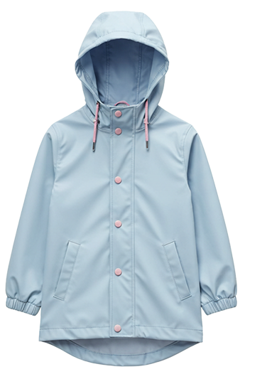 水色のかわいいレインコート