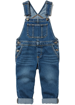 かわいいデニムのオーバーオール